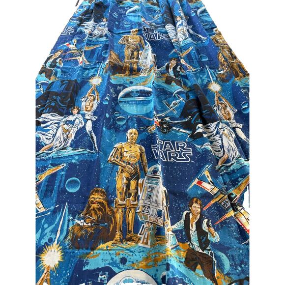 Vintage 1977 Star Wars Curtains Set 4 Panels Fabric Drapes Pleated Top 23"x62" - Picture 3 of 4